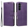 For Samsung Galaxy S25 FE Leather Wallet Case with Strap Solid Color Phone Stand Cover