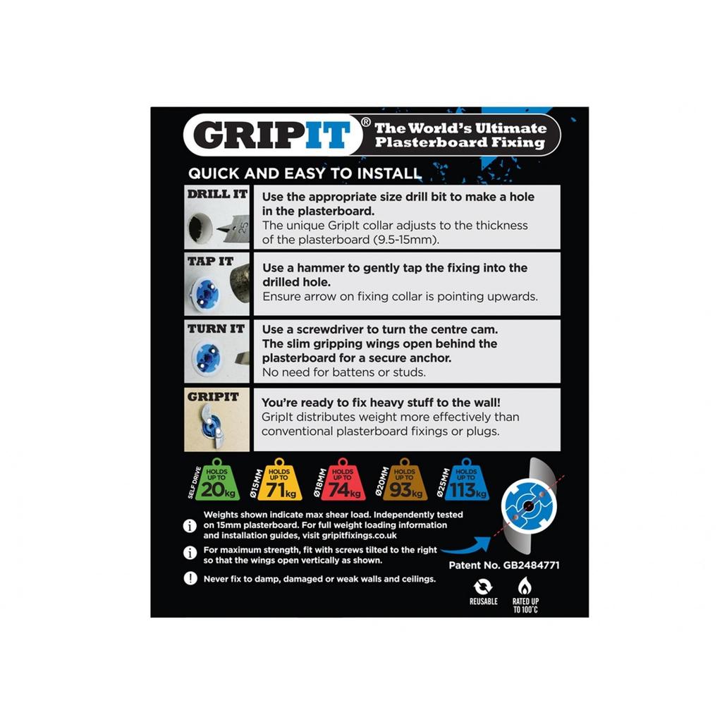 Gripit Blue Plasterboard Fixings