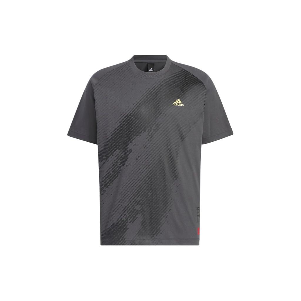 Adidas Logo Letter Print Round Neck Loose Breathable Short Sleeve T-Shirt Men T-Shirts Dark-Gray JF0784