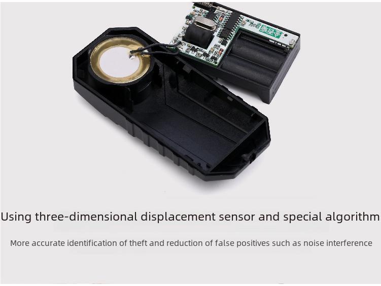 Alarme Remoto Antifurto para Bicicleta Elétrica Preta com Sensor de Vibração Sem Fio