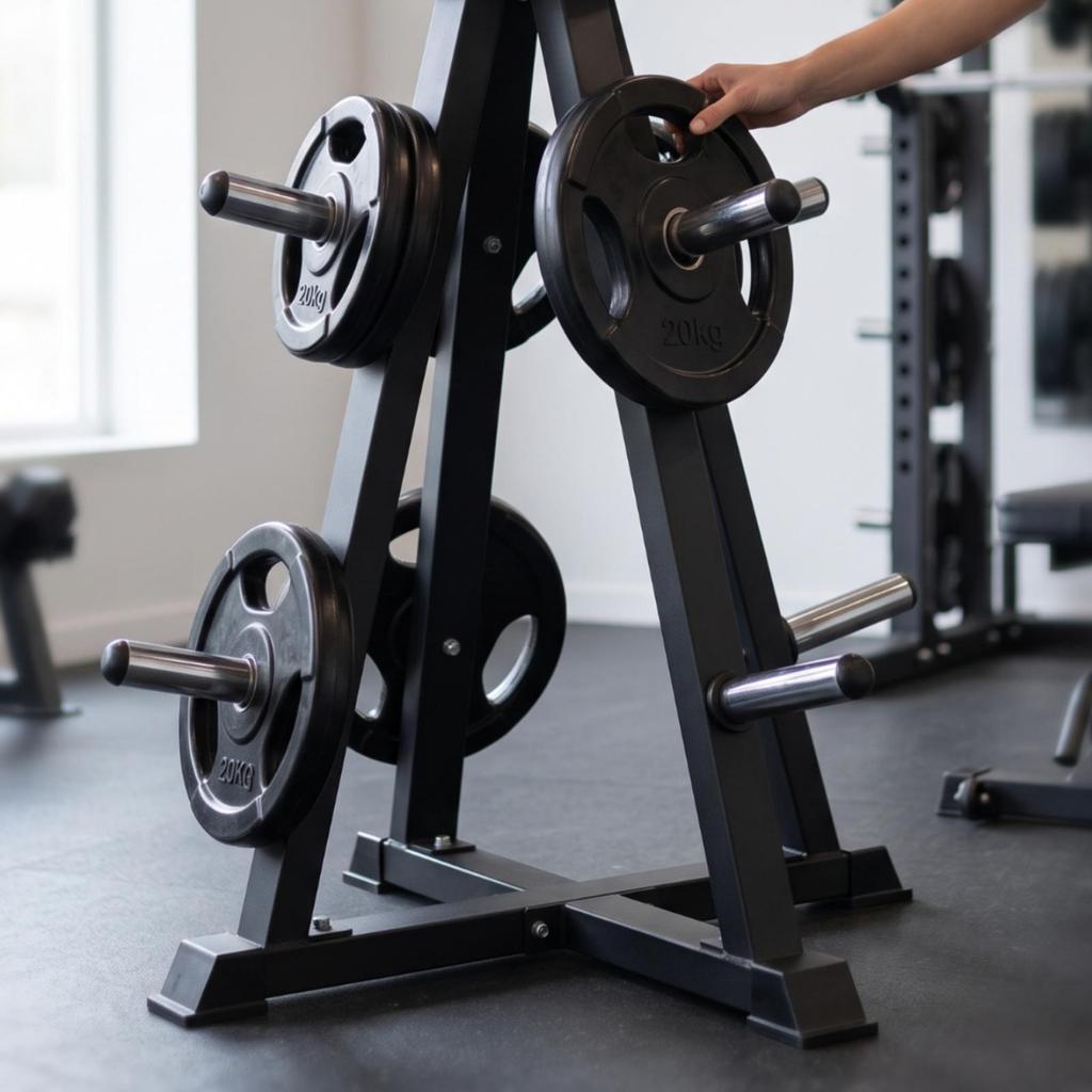 Barbell Plate Storage Rack Space-Saving Disc Stable for