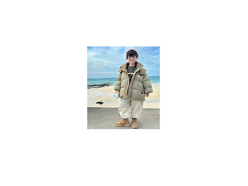 Fairy Tale Boys' Hooded Winter Down Jacket - Thick, High Content 90 White Duck Down