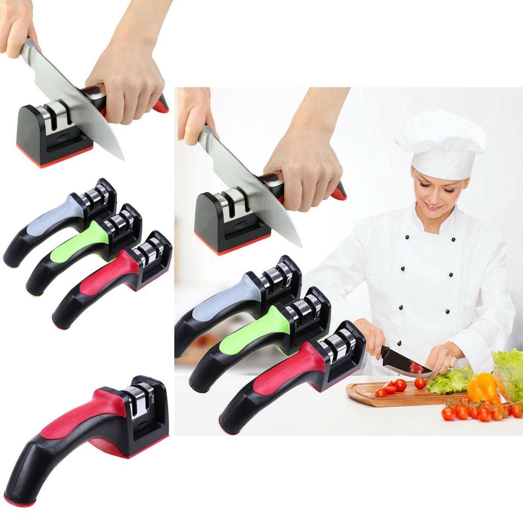 2 Stages For Kitchen Knife Sharpener Sharpening Stone Tools Ceramic Carbide
