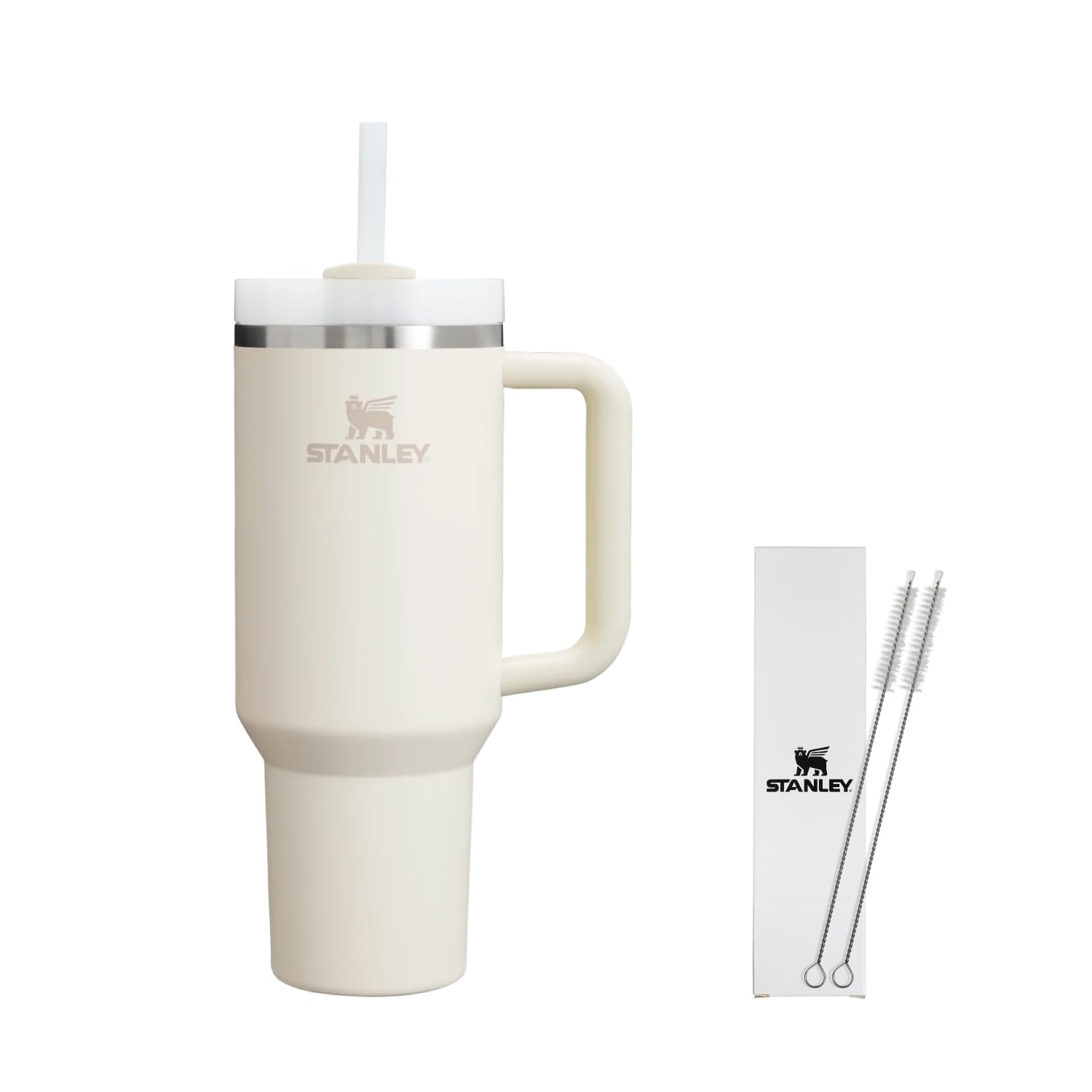 

STANLEY Vacuum Cream Water Bottle with Cold Dishwasher Warranty Straw Brush Included Japanese H2.0 Quencher, 1.18L (1180ml) 2.0 Straw, Tumbler,