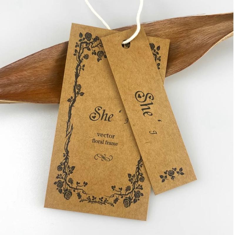 Blank Kraft Paper Card Hang Tag Jewelry Accessories Floral Art Clothing Labels Garment Tags DIY Alien Universal Hanging Rope