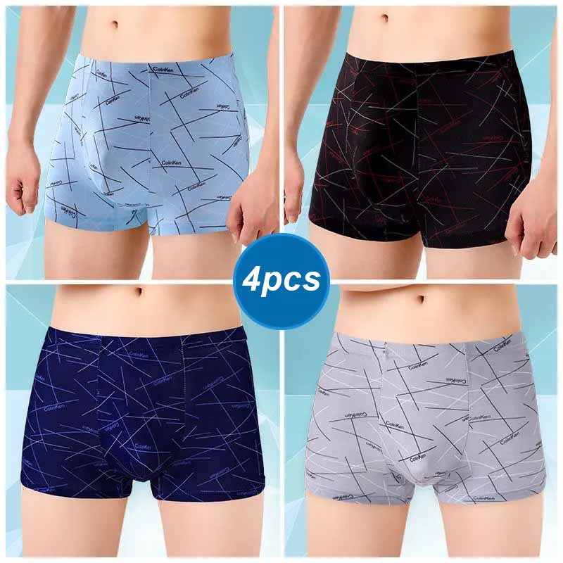 4 adet erkek külot orta bel baksır şort nefes gençlik baskı U dışbükey baksır şort