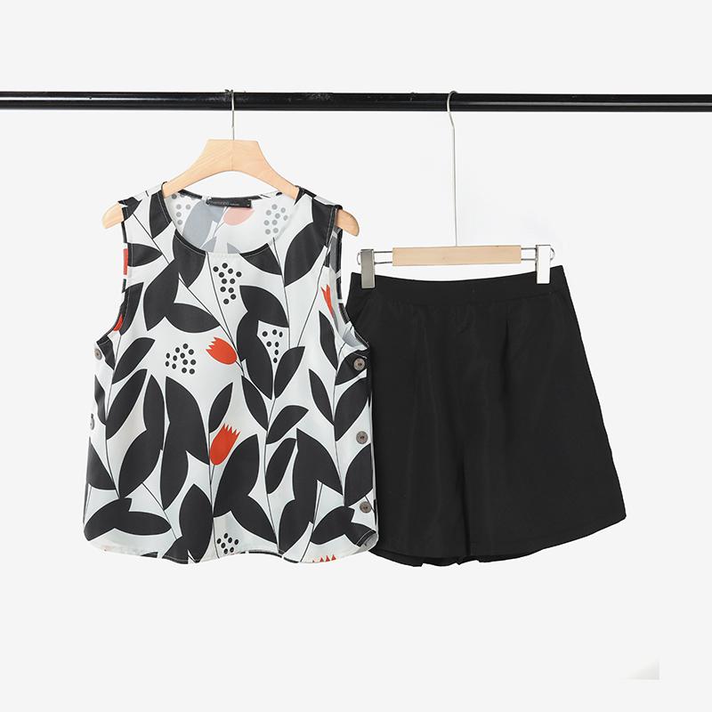 

ZANZEA Women Sleeveless Print Tank Tops and Shorts Summer Two Piece Suit Sets 5XL