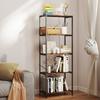 5-Tier Bookshelf, Industrial Bookcase with Metal Frame - Rustic Brown and Black