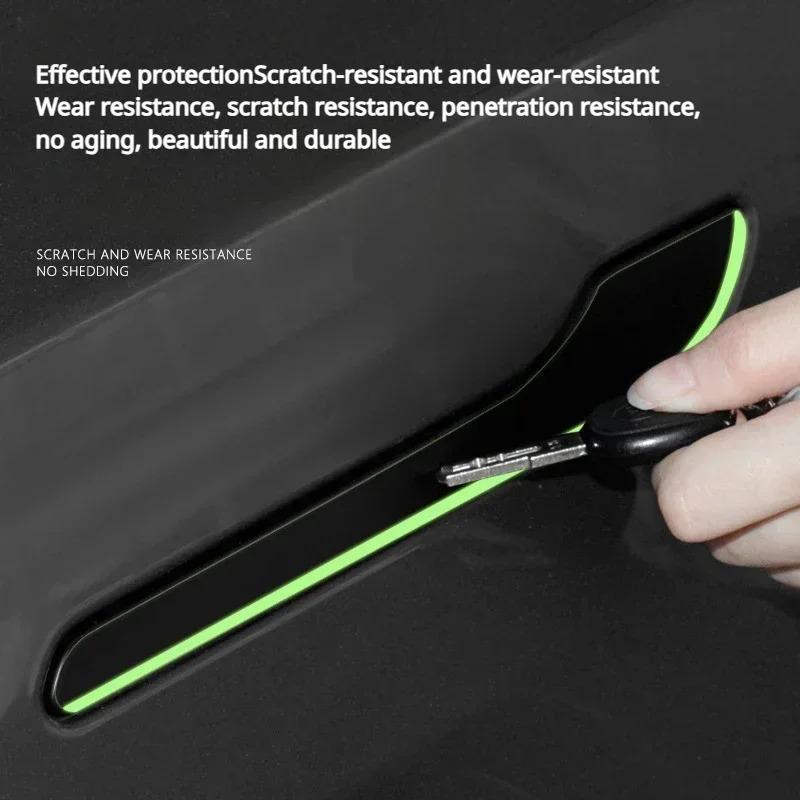 Luminous Door Handle Sticker for Tesla Model 3/Y/YL Highland Juniper Protective Invisible Protector Film 4PCS Car Accessories