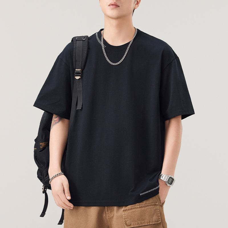 New Summer Short-sleeved T-shirt for Men Round Neck Five-point Sleeve T-shirt Versatile Casual Japanese Retro