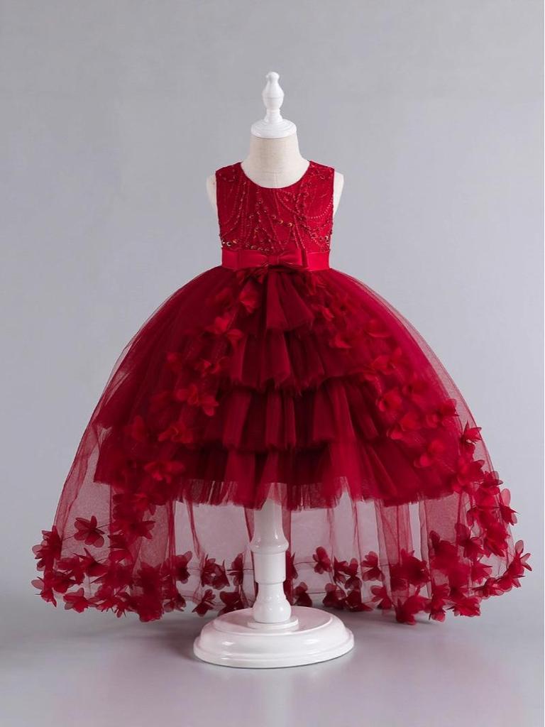 Children's Puffy Tulle Flower Girl Princess Dress - Wedding & Evening Performance Gown