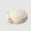 French Temperament Elegant Mesh Flower Top Hat High Quality Felt Hat Women Winter Hepburn Style Stewardess Hat
