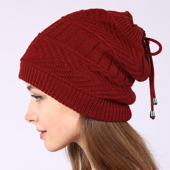 Beanie Hat Solid Color Adjustable Autumn Winter Plush Lining Windproof Hat Scarf for Outdoor