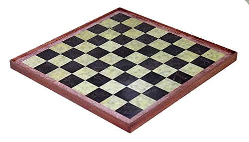 

StonKraft Stone Chessboard with Wooden Base - 12 inches x 12 inches, Brown