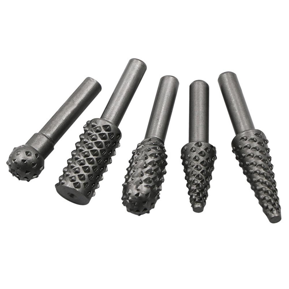 5 buc Burghie Metal Freză Rotativă Burghiu Lemn Pilă Răzuitor Polizor Freză pentru Sculptură Rădăcină Lemn Piatră Metal Set Freze