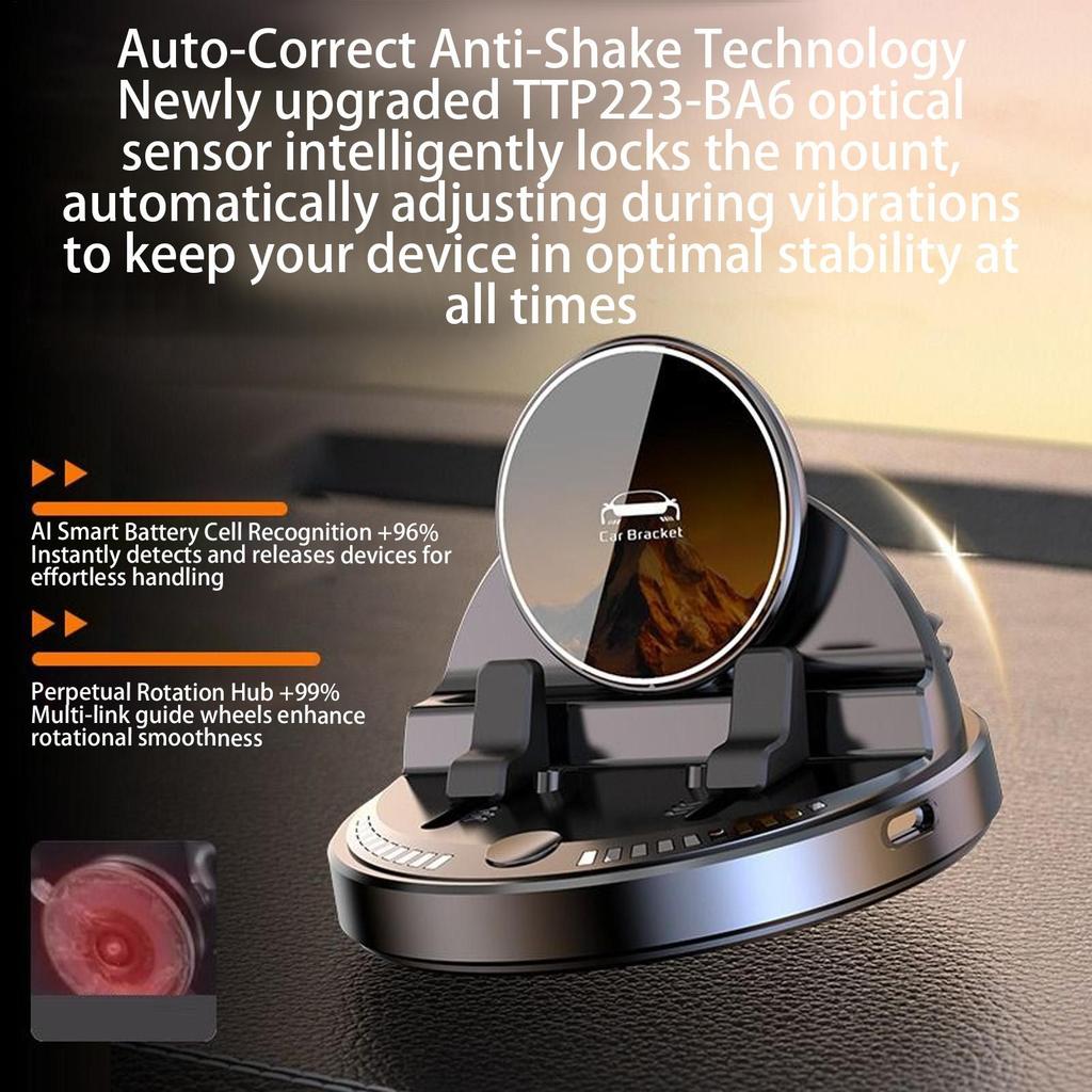 Smart Sensor Car Phone Holder 15W Wireless Charger, 360-degree Rotation Auto Dashboard Air Vent Mount Bracket for iPhone Android