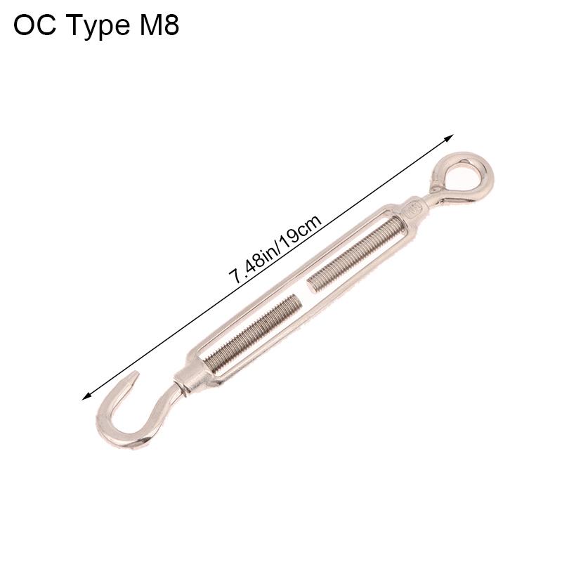 1Pc Oc/Oo/Cc Type M4 M5 M6 M8 Stainless Steel 304 Adjust Chain Rigging Hooks Eye Turnbuckle Wire Rope Tension Device