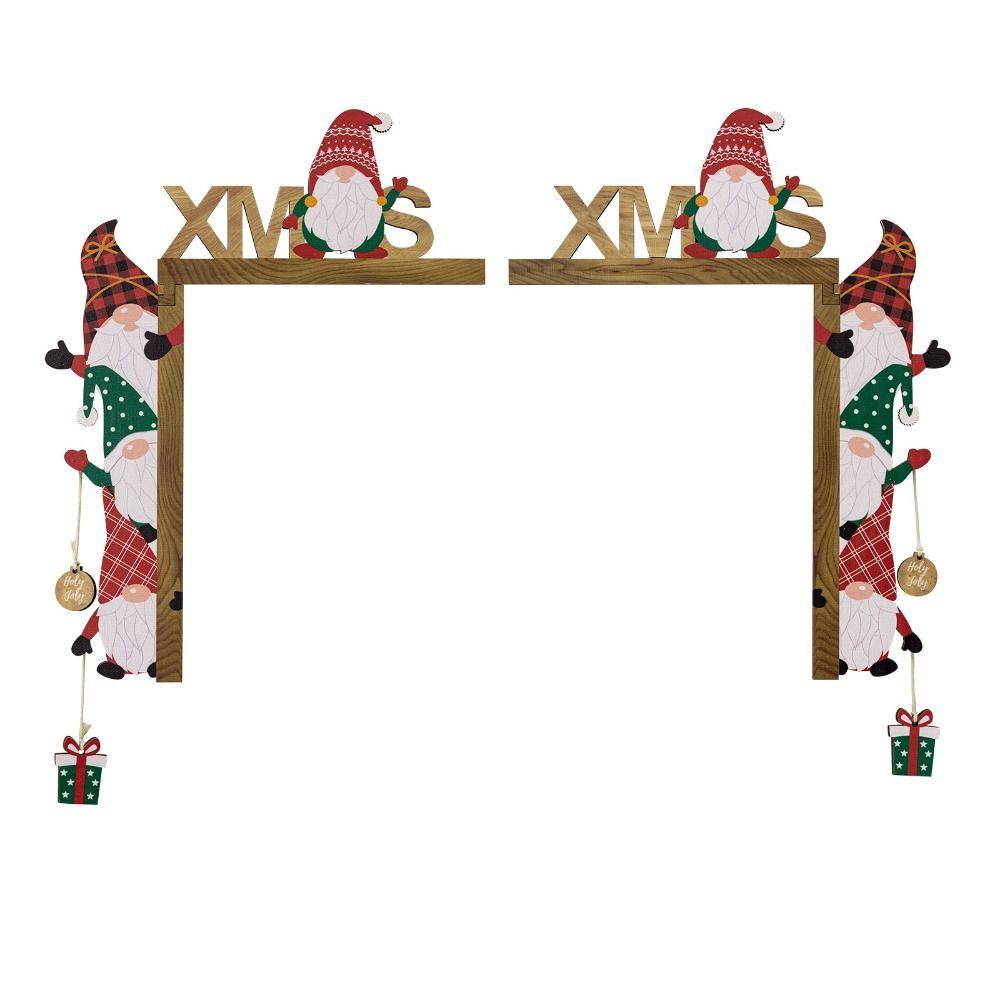 2pcs Modern Door Frame Pendant Wooden Door Sign DIY Christmas Door Corner Frame  Gift