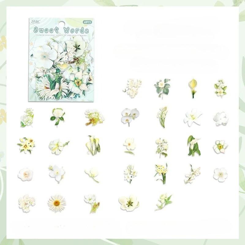 

60 шт./упак. Наклейки с растительными цветочными кластерами, креативные канцелярские товары для джанк-журнала, декоративные наклейки для DIY, скрапбукинга, школьные принадлежности