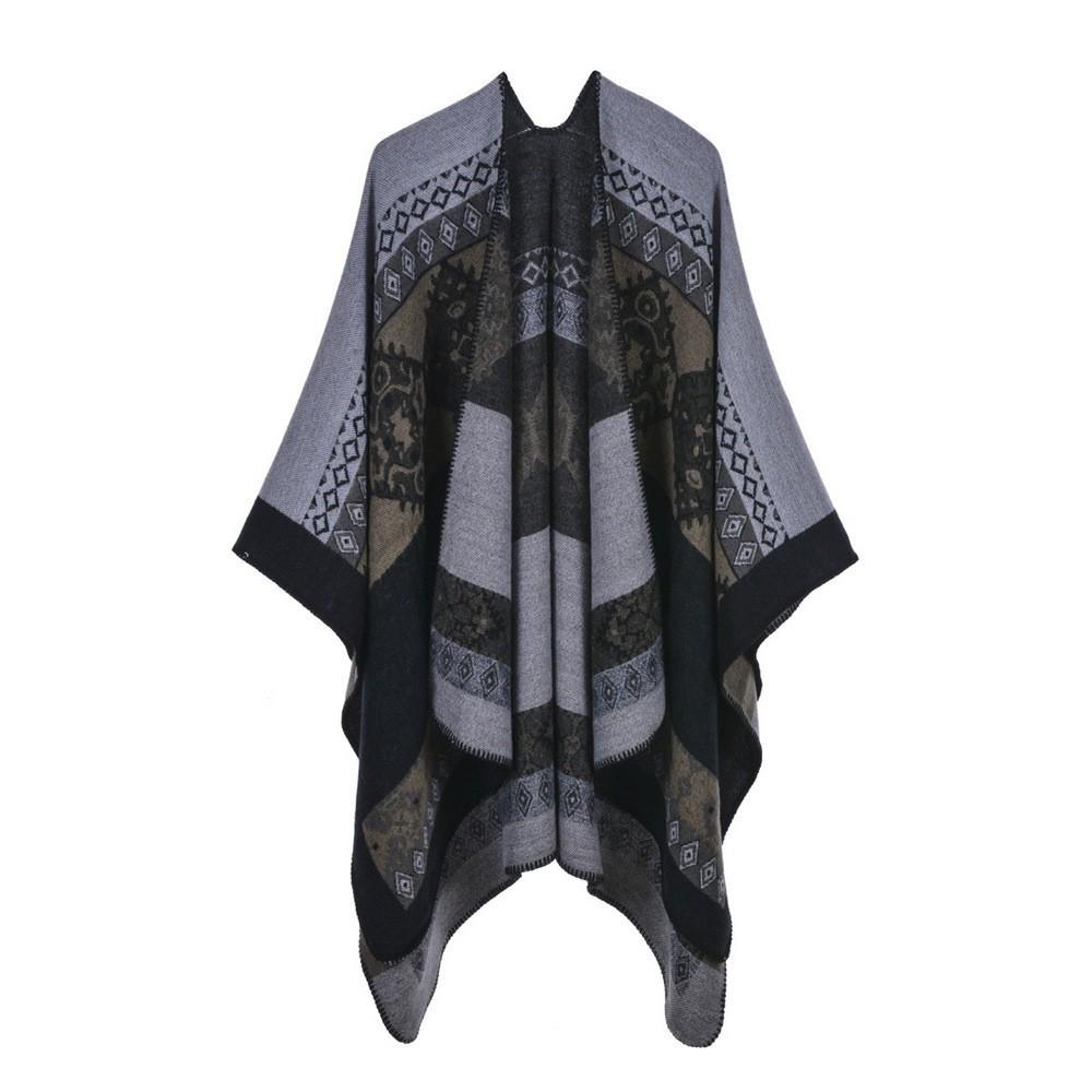 Women's Ethnic Shawl: Northwest Travel Cape, Thick Warm Scarf Cloak