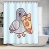 Cute Bird Pizza Shower Curtain Farmhouse Bathroom Decor Funny Animal Pattern Waterproof Fabric Washable Home Textile