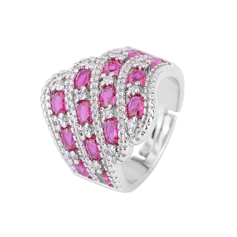 Exaggerated cold wind ins geometric polygon zircon ring niche fashion temperament ring