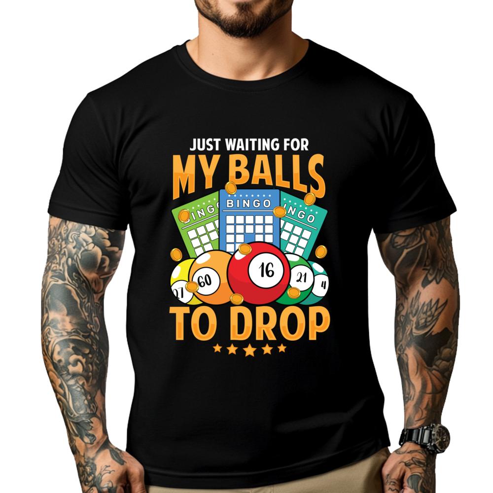 Waiting For My Balls To Drop Bingo Player Grandma Mens Graphic Tshirts Funny T Shirts Cool Fashion Tees