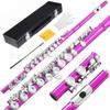 Factory Direct: Multi-color 16-hole/key C-tuned nickel-plated flute with silver-plated E key, wooden case