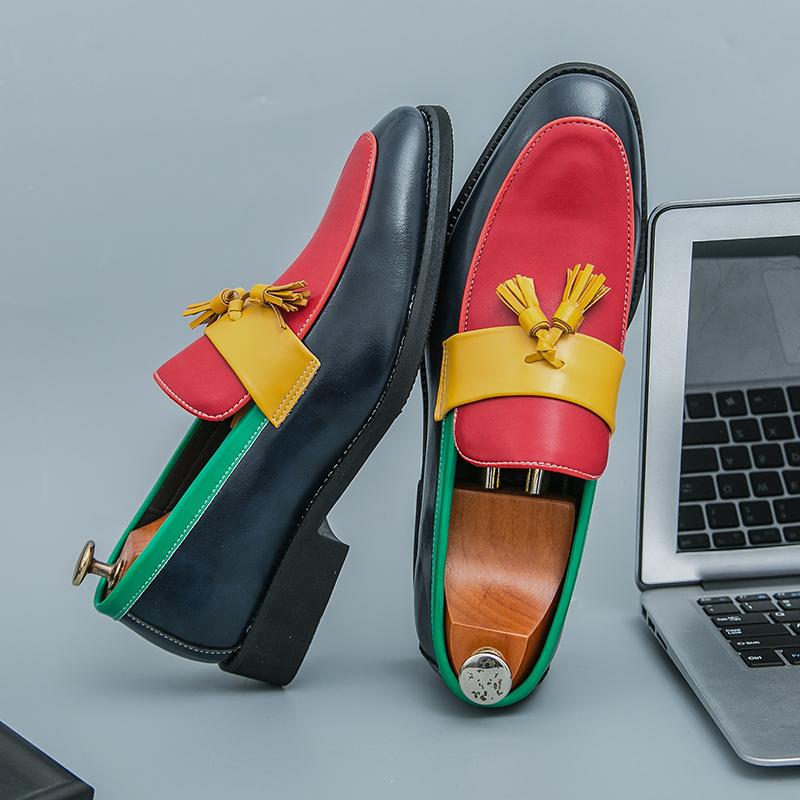 Spring Autumn Men Retro Le Fu Shoes Blue Red One Step Lightweight Comfortable Fashionable Small Leather Shoes Men Sizes 38-46