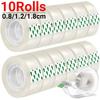 10/5/3/1Rolls Transparent Tape Refills Wrapping Tape Roll 0.8cm 1.2cm 1.8cm High-viscosity Adhesive Tapes Home School Supplies