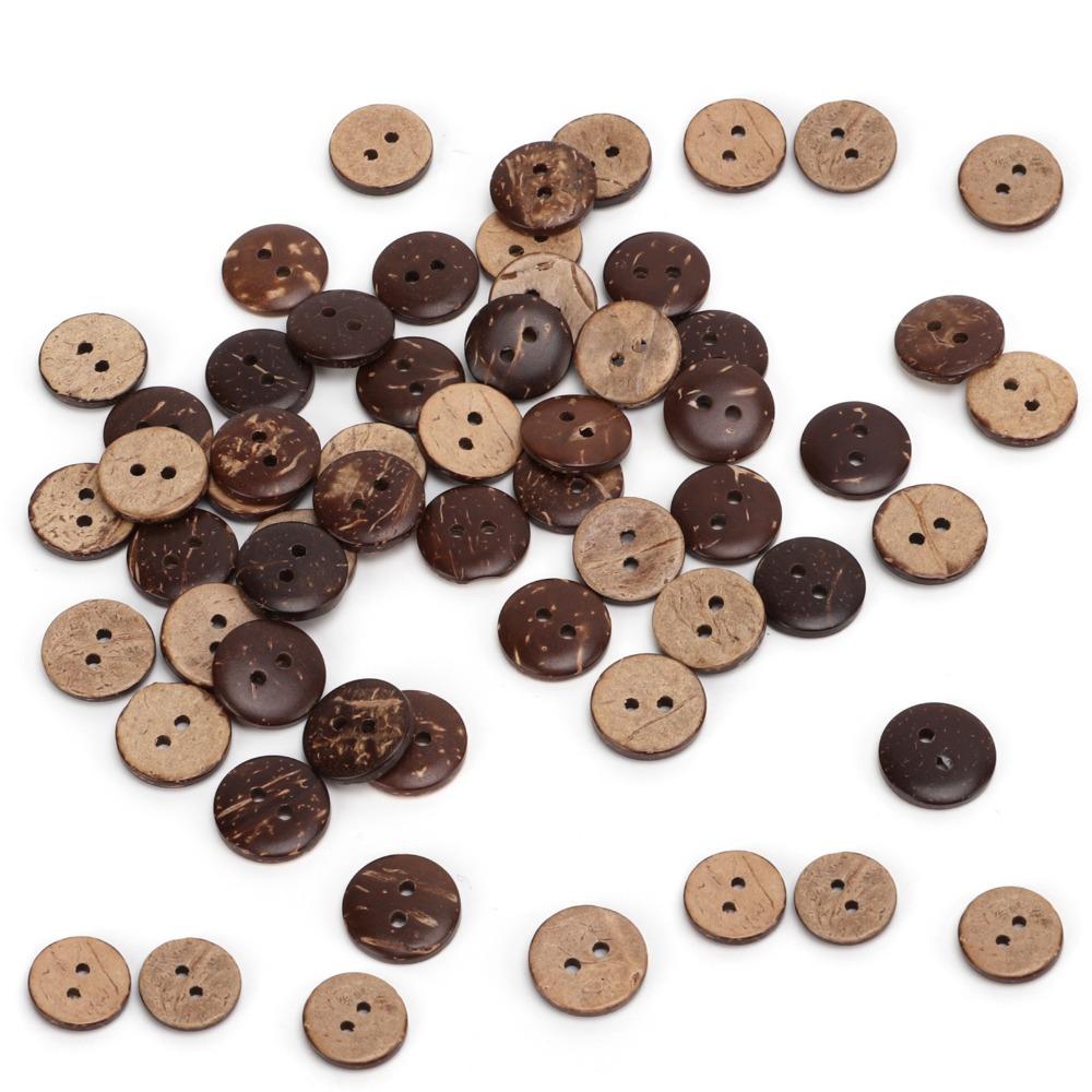 200pcs 2 Holes Wooden Buttons Exquisite Sewing Buttons Coconut Shell Buttons Clothing Decorations