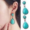 Bohemian Retro Turkuaz Kolye Küpe Kadın Geometrik Dangle Küpe Ulusal Tarzı Kolye Takı Hediyeler