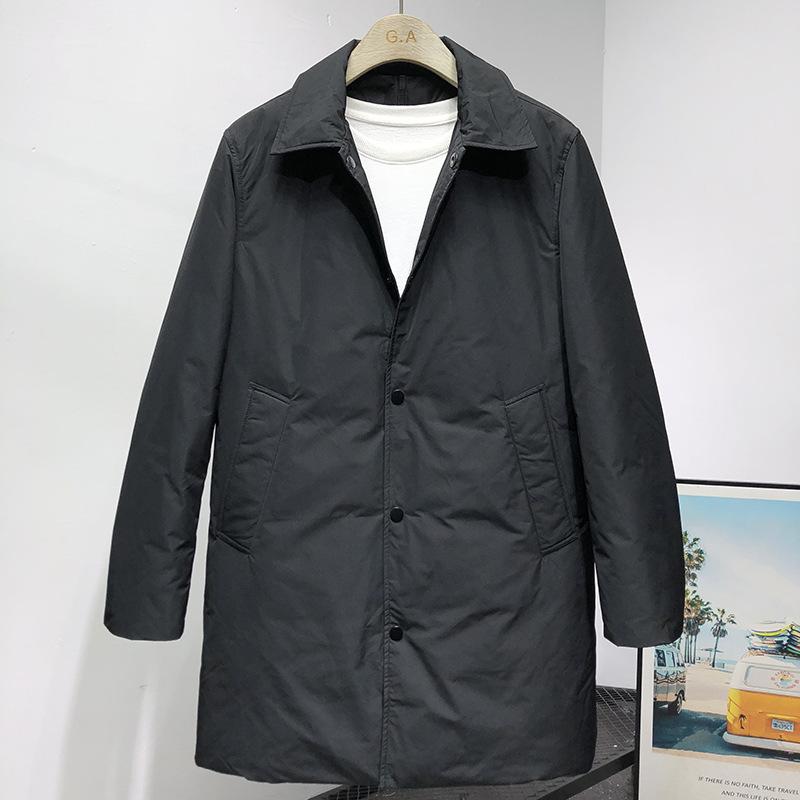 

Пальто тренч средней и длинной длины, легкое пальто с лацканами, пуховик, мужской, зимний, деловой, повседневный 2XL чёрный