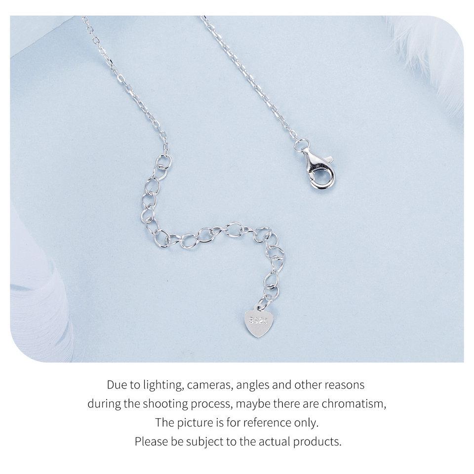 BAMOER 925 Sterling Silver Rose Butterfly Necklace Romantic Love Necklace Plated White Gold for Women Fine Jewelry
