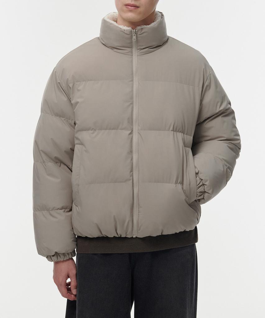 Musinsa Standard Daily Puffer Reversible Fleece Short Padded Jacket [Dusty Beige/Cream]