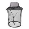 2xMesh Net Hat Head Face Cover Anti Mosquito for Camping Fishing Gray