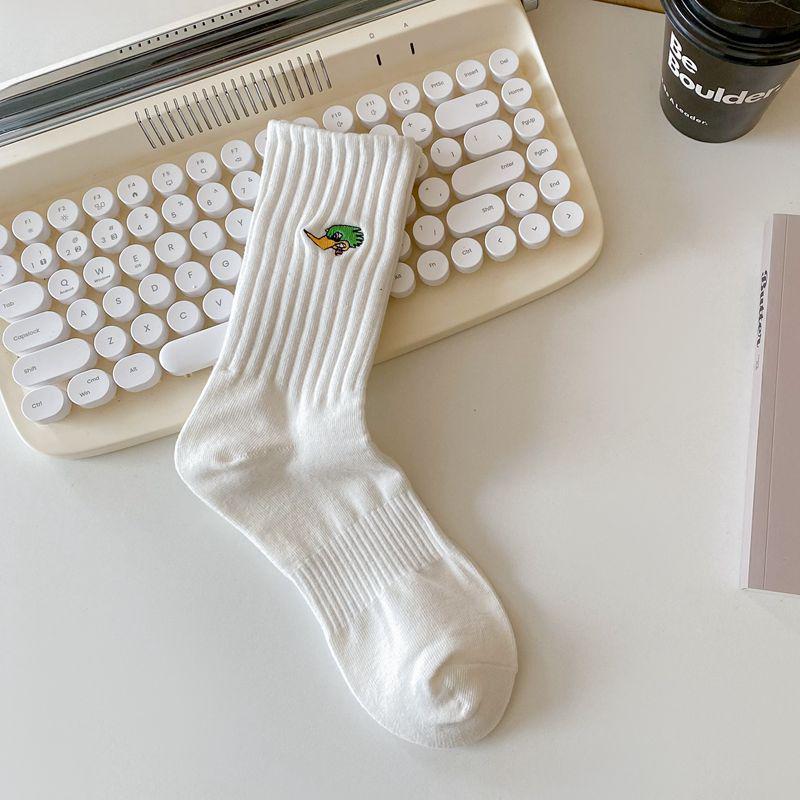 Women's Embroidered Mid-Tube Pile Socks for Autumn/Winter
