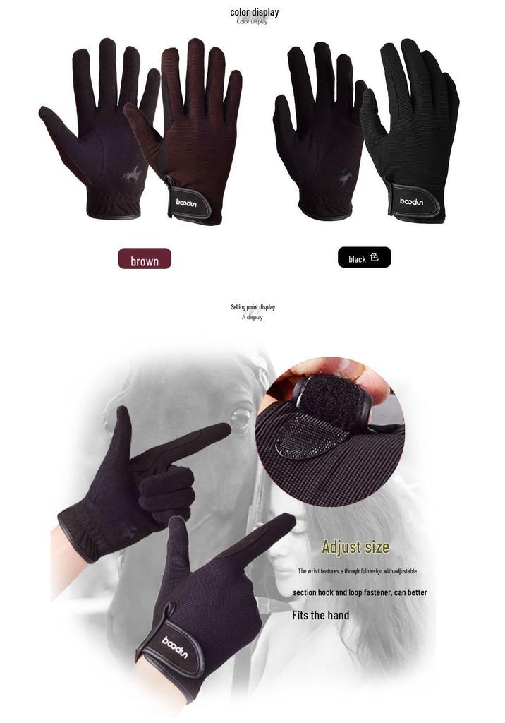 SD1075 Durable Microfiber Equestrian Gloves: Sun-Protected, Winter Thin, Ideal for Riding & Cycling.