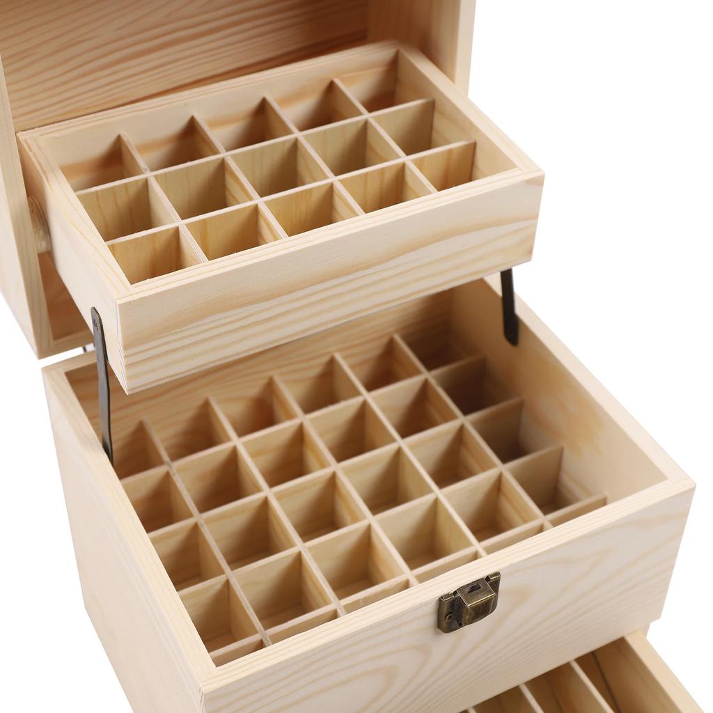Wood Storage Box for Essential Oils, 59-Slot Storage Case Box