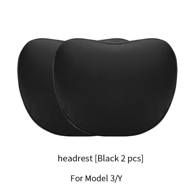 For Tesla Model 3 Y Flocking/Leather Car Seat Neck Pillow Soft Memory Neck Pillow High-Quality Headrest Lumbar