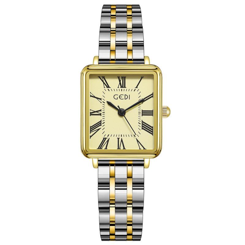 Vintage Roman Solid Stainless Steel Women'S Watch Exquisite Square Quartz Watch Women'S Waterproof Medieval Watch