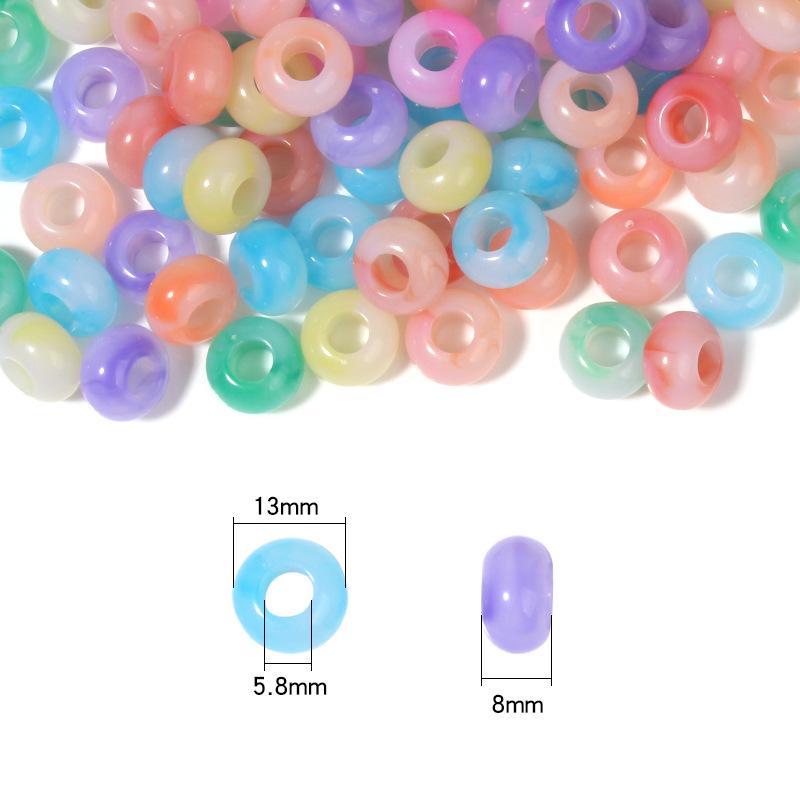 Two-Color Gradient Flat Round Acrylic Abacus Beads - Large Hole Spacer Beads for DIY Beading and Bracelets