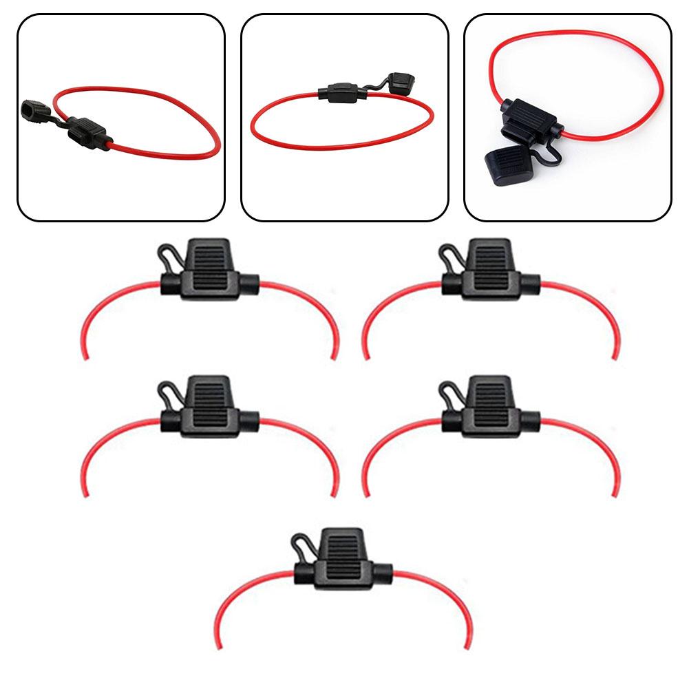 Waterproof Inline Fuse Holder Set 5 Pack of 12 For AWG Compatible Holders for 12V 30A Blade Fuses in Boats and Cars