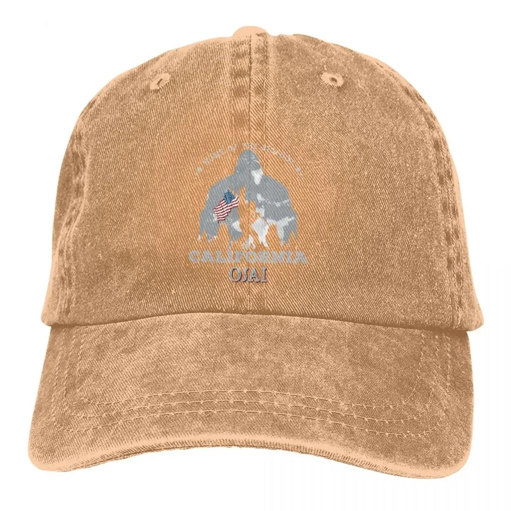 Men's Baseball Cap California Ojai American Flag Forest Classic Trucker Snapback Cowboy Caps Dad Hat Bigfoot Sasquatch Golf Hats