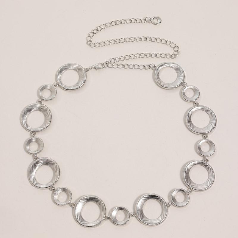 Geometric Metal Waist Chain With Hook Closure For Fashion Women Spring