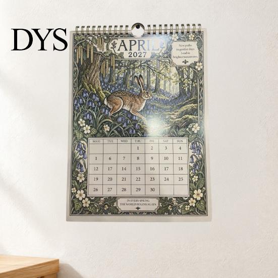 Stationery for To-do Lists A Year in Britain 2027 Wall Calendar, Vintage Storybook Style 12-Month Nature Theme Monthly Planning Classic British Rural