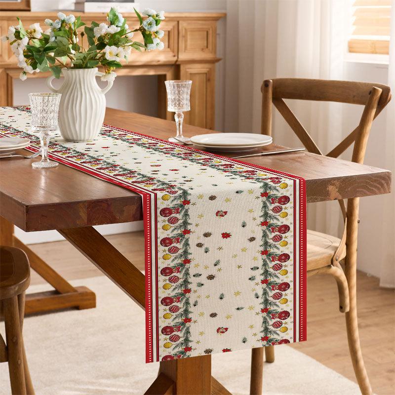 

Christmas Table Runner Cotton Linen Festive Atmosphere Kitchen Table Home Party Decoration Cloth Tablecloth Placemat 33x120