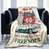 1Pz Coperta con motivo Highway 66, leggera per tutte le stagioni, per casa, ufficio, pisolino all'aperto, coperta multifunzionale
