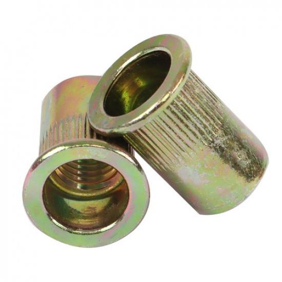 50 Pack Metric Flat Head Rivet Nut Zinc Plated Steel Ert Nutsert M10