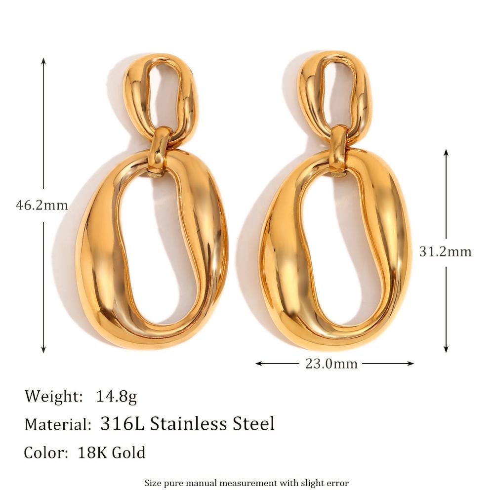 

MamacitaSlay 316L Stainless Steel Irregular Double O Letter Earrings Waterproof 18K Gold Plated Jewelry Women s Charm Earrings золотой